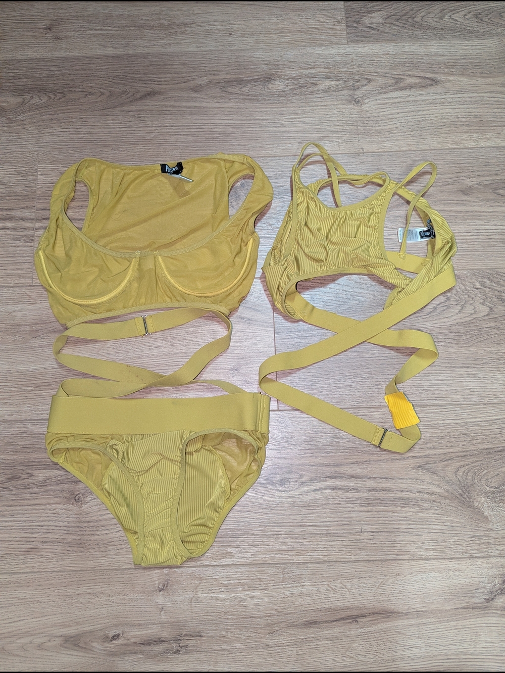 POSTER GIRL Mustard Yellow Ribbed 3-Piece Intimates Set